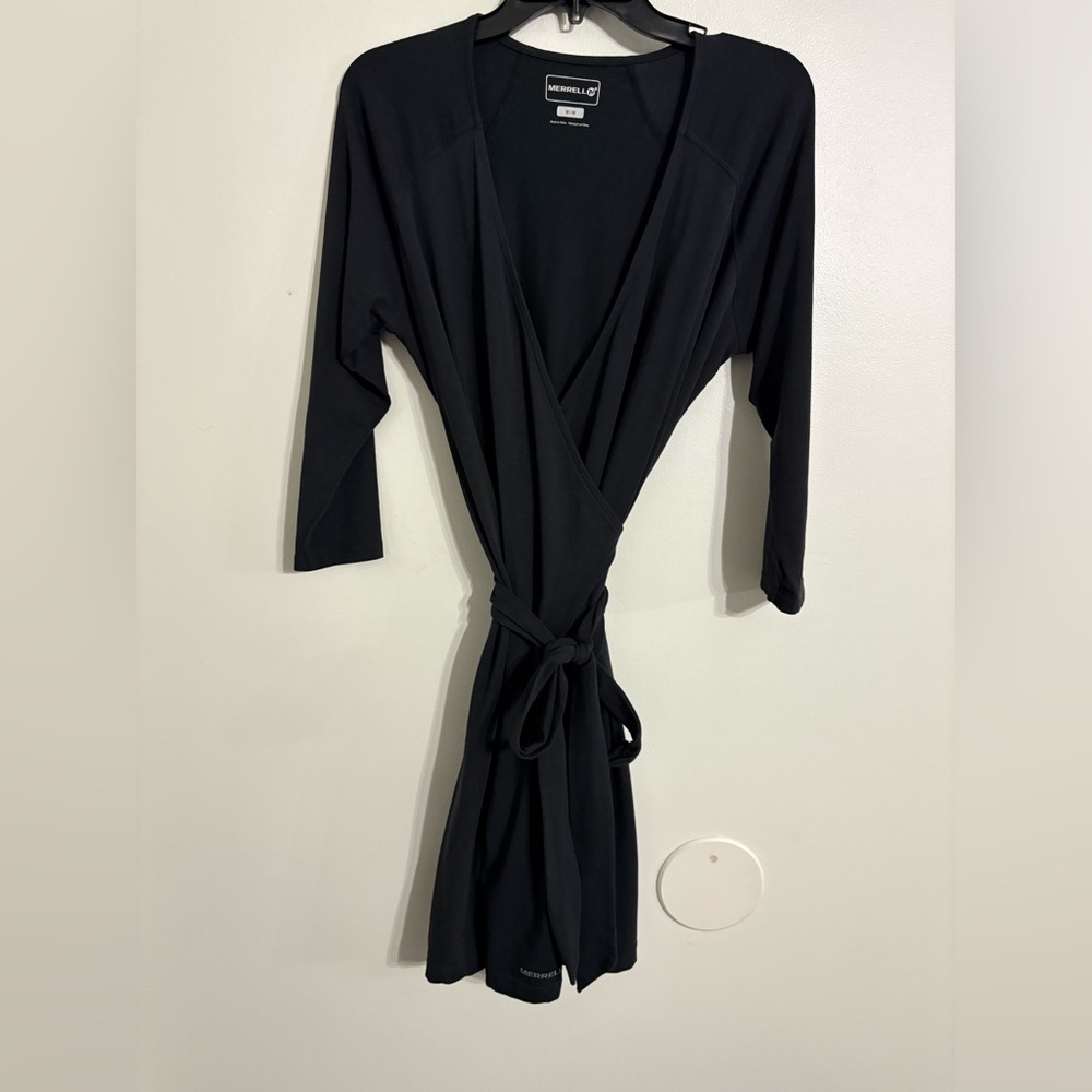 Merrell Black 3/4 sleeve wrap dress Size Medium